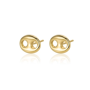 Elegant gold mariner link stud earrings for women with a high-polished mirror finish
