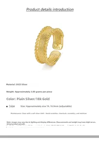 Détail macro d'une bague en argent S925 montrant une texture mesh et des bords perlés