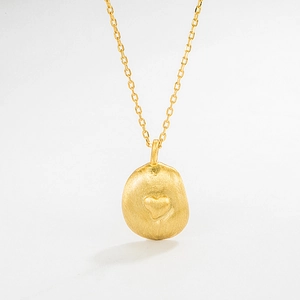 Minimalist 925 Sterling Silver Heart Pendant Necklace Brushed Texture 18K Gold Plated Clavicle Chain Jewelry For Women Gift