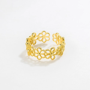 S925 Sterling Silver Hollow Lace Floral Open Ring For Women Minimalist Adjustable Geometric Flower Finger Ring Elegant Jewelry