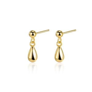 Eleganti orecchini a goccia in argento S925 dorato con finitura lucida e minimalista