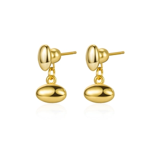 Minimalistische S925 Silber Gold Ohrstecker in Ovalform mit polierter Spiegeloberfläche