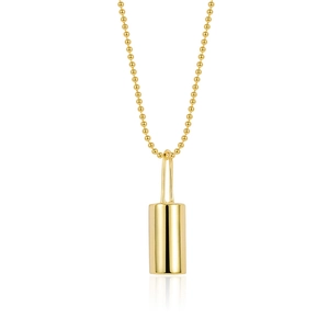 Elegant gold S925 sterling silver ball chain necklace with a minimalist cylinder lock pendant