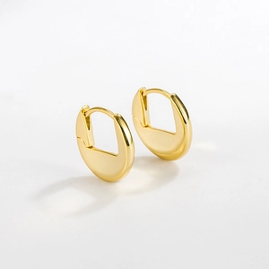 Minimalist 925 Sterling Silver Thick Hoop Earrings For Women Korean Retro Geometric Ins Style Jewelry Gold Silver Accessory