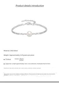 Detail of S925 sterling silver bracelet featuring an 8-9mm freshwater pearl and lobster clasp