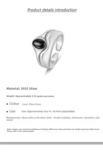 Macro detail of S925 sterling silver ring showing the 16.9mm adjustable opening band