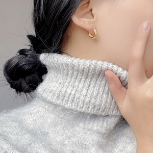 Minimalist gold S925 sterling silver multi-layer ripple hoop earrings for women