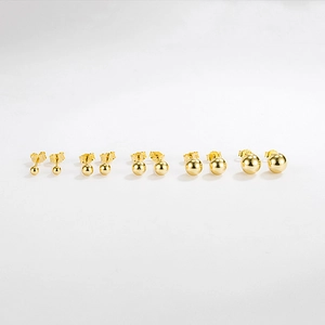 Set of six pairs of gold-plated ball earrings in various sizes from 2mm to 6mm