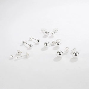 S925 sterling silver ball stud earrings set in 5 different sizes with high polished finish