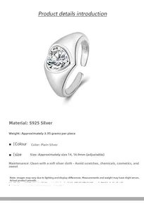 Macro detail of S925 sterling silver ring showing heart-shaped zircon and 3.95g weight