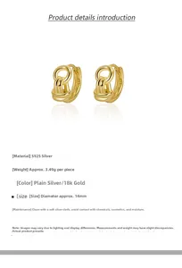 Detail view of 18k gold S925 silver knotted earrings with weight and size specifications