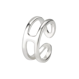 Anello regolabile in argento sterling S925 con design minimalista a lettera H traforata