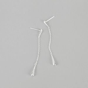 Elegant S925 sterling silver long tassel earrings featuring glossy water drop pendants