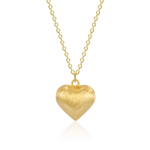 Minimalist 925 silver heart necklace with brushed gold finish and delicate link chain