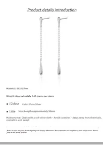 Detailed specs of S925 sterling silver long drop tassel earrings with 50mm length
