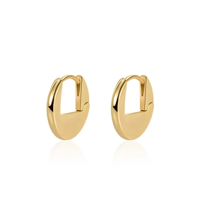 Minimalist thick oval hoop earrings in polished gold finish for a modern luxury look