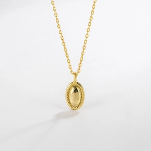925 Sterling Silver Oval Bean Pendant Necklace Minimalist Geometric Coffee Bean Clavicle Chain For Women Fashion Jewelry