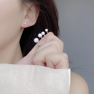 S925 sterling silver frosted ball stud earrings shown in five sizes for comparison