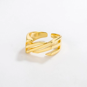 S925 Sterling Silver Hollow Geometric Stepped Open Ring For Women Original Design Diagonal Stripe Trendy Minimalist Jewelry Gift