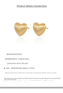 Détails de taille et poids des boucles d'oreilles cœur évidé en argent S925 brossé