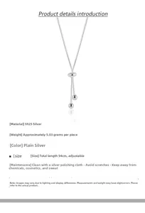 Adjustable S925 sterling silver snake chain necklace with sliding clasp and 54cm length