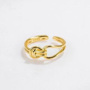 Anello Aperto a Doppio Strato in Argento Sterling 925 Minimalista Regolabile Stile Coreano Ins Gioielli Geometrici Lucidi per Donna