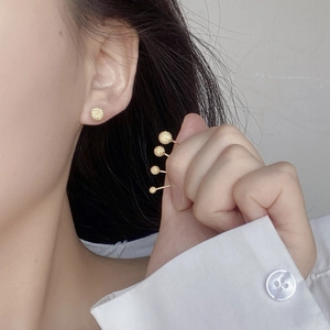 Matte S925 sterling silver ball stud earrings in five sizes with minimalist gold finish