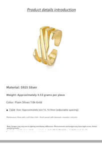 Detailed view of the S925 sterling silver hollow ring showing weight and adjustable size