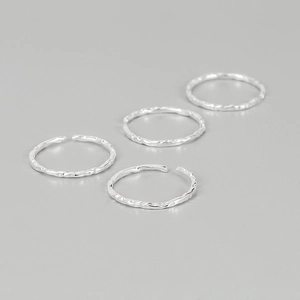 Anello Aperto in Argento Sterling 925 con Trama Martellata Irregolare per Donna Gioielli Minimalisti Regolabili