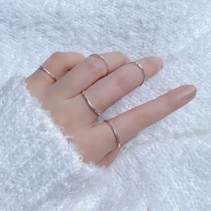 Set di 5 anelli regolabili minimalisti in argento sterling 925 martellato per donna