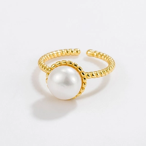 925 Sterling Silver Freshwater Pearl Open Ring For Women Minimalist Adjustable Twisted Rope Design Elegant Jewelry Gift