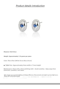 Detailed view of S925 silver star stud earring with blue zircon and vintage beaded edge