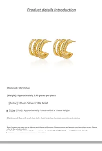 Macro view of geometric multi-layer S925 silver earrings with 18k gold textured finish