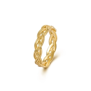 Elegant 925 sterling silver woven ring in gold finish with minimalist braided texture