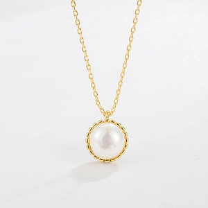 Collier Pendentif en Perle d'Eau Douce en Argent Sterling 925 Rétro Français Bijoux Minimalistes de Luxe Pour Femmes