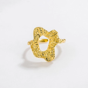 925 Sterling Silver Irregular Molten Texture Ring For Women Adjustable Open Geometric Finger Ring Korean Ins Style Gift
