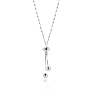 Elegant S925 sterling silver snake chain necklace with adjustable sliding bead closure