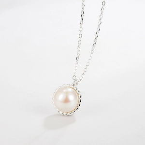Collier avec perle d'eau douce naturelle et pendentif en argent sterling S925