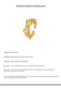Detailed view of S925 sterling silver bow ring with 18K gold plating and specifications