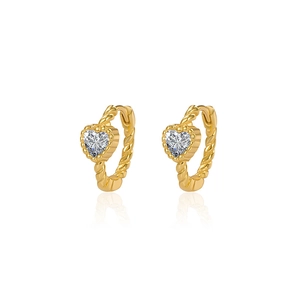 Elegant 18K gold plated S925 sterling silver heart earrings with twisted rope design