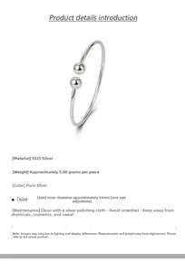 Detailed view of S925 sterling silver open cuff bracelet with 54mm adjustable diameter