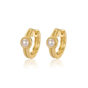 Boucles d'oreilles créoles en argent 925 doré avec perles d'eau douce baroques chic