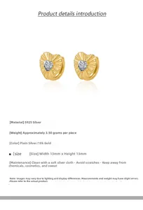 Dettagli degli orecchini a cuore in argento 925 con dimensioni 13mm e finitura oro 18K