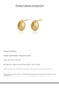 Detail view of irregular S925 sterling silver stud earrings with 8mm by 10mm dimensions