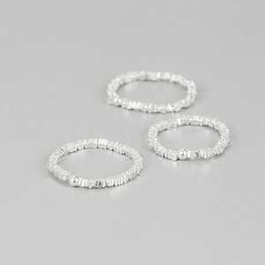 Original Design 925 Sterling Silver Crushed Silver Textured Ring For Women Minimalist Adjustable Elastic String Finger Ring Jewelry