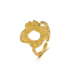 Minimalist 925 sterling silver ring with irregular texture and gold plated finish