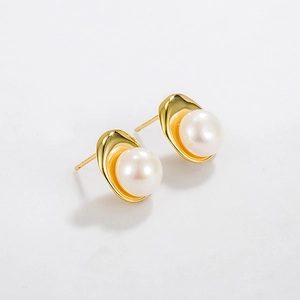 Boucles d'Oreilles Clous Perle d'Eau Douce Baroque Irrégulière Tige Argent Sterling 925 Bijoux de Mode Minimalistes pour Femme