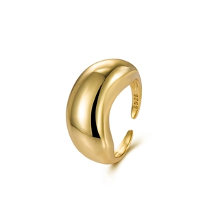 Bague ovale en argent 925 plaqué or poli avec un design ouvert et ajustable