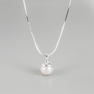 Baroque Natural Artificial Pearl Pendant Necklace 925 Sterling Silver Snake Chain Minimalist Elegant Jewelry For Women