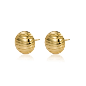 Boucles d'oreilles rondes en argent S925 doré avec texture ondulée pour femmes